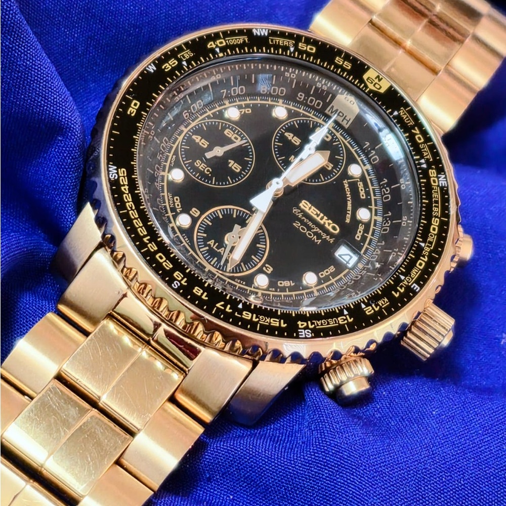 Seiko SNA414P1 Flight Master Chrono Mens Watch with Alarm Funciton - Picture 4 of 10